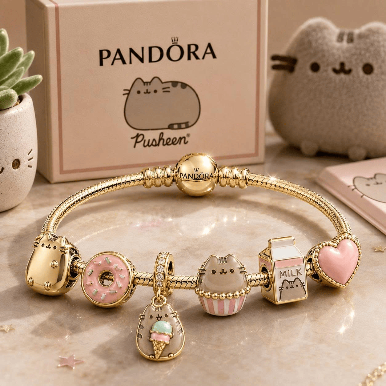 PSHN Gold Charm Bracelet Set VTH