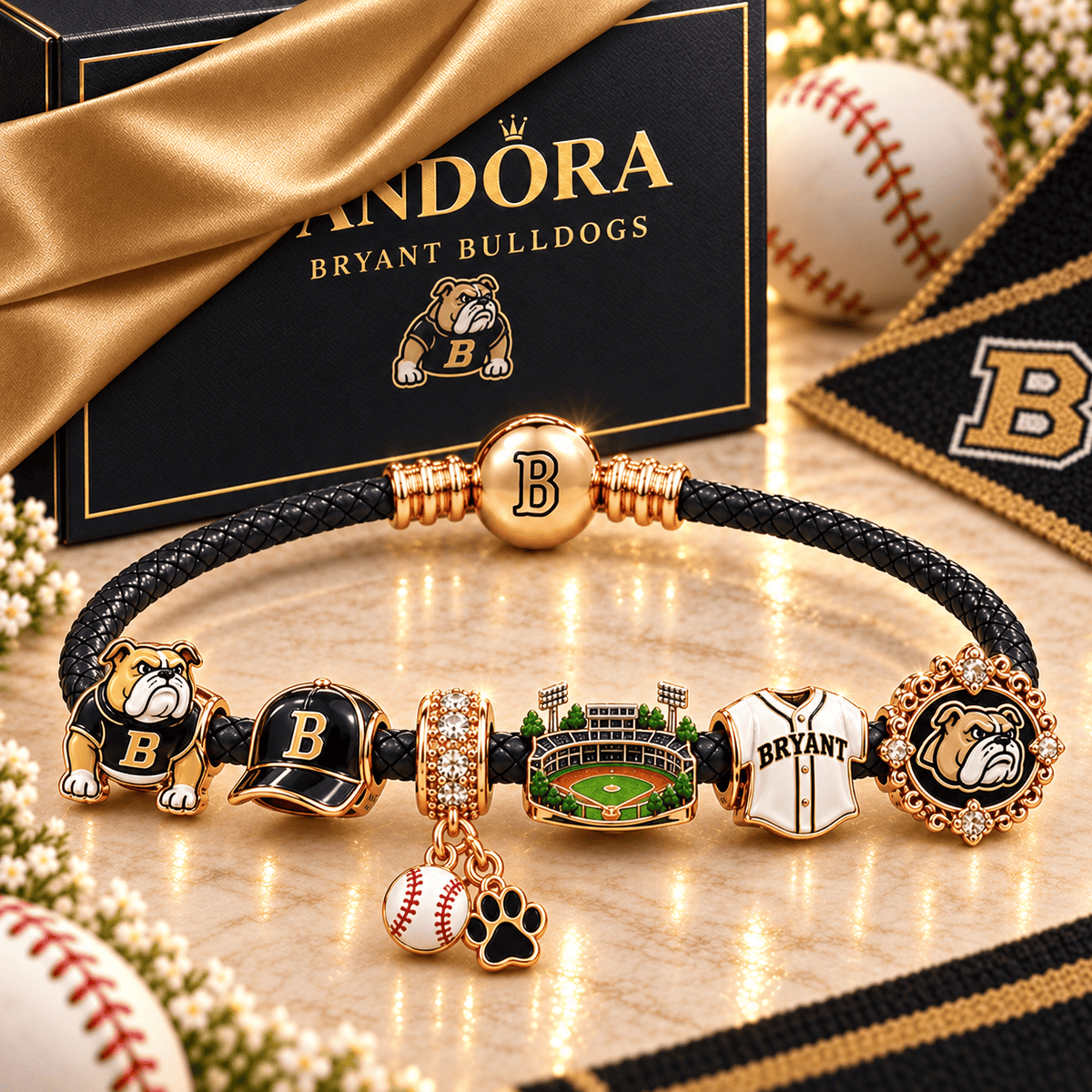 BABD Braided Leather Cord Charm Bracelet Set NHVH