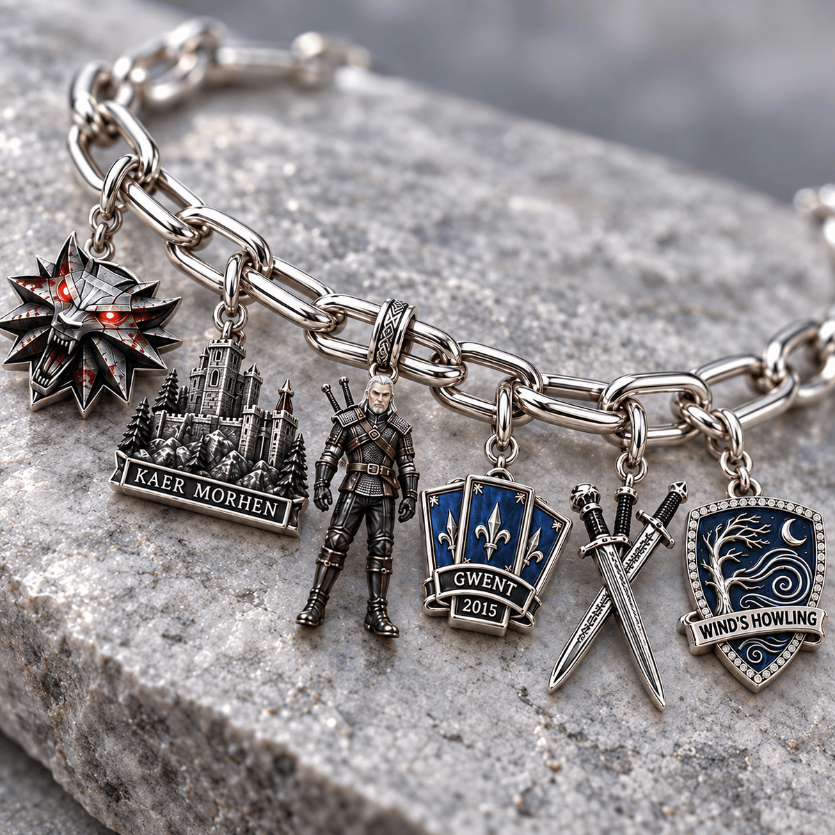 TWT Silver Charm Bracelet Set NTVA