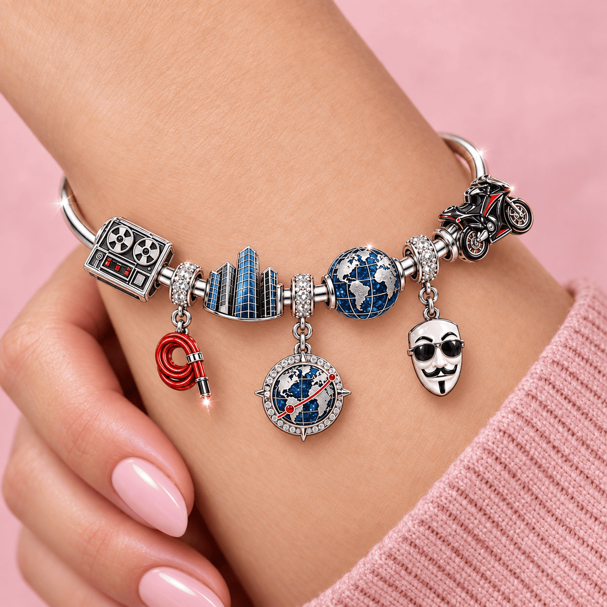 MSIP Silver Charm Bracelet Set TMH